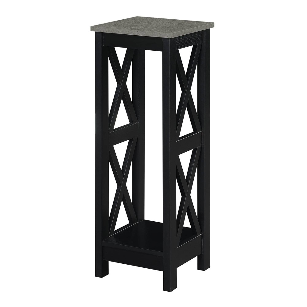 Photos - Wardrobe 31.75" Oxford 2 Tier Tall Plant Stand Cement/Black - Breighton Home