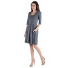 Womens Scoop Neck Three Quarter Sleeve Fit N Flare Knee Length Dress - 24seven Comfort Apparel™ - 2 of 4