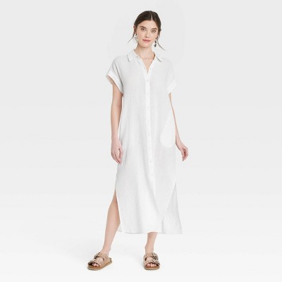 Women's Gauze Button-Front Maxi Shirtdress - Universal Thread™