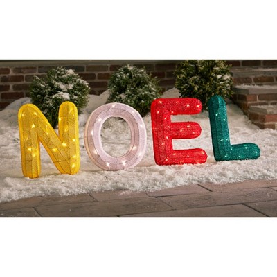 BrylaneHome Pre-Lit Tinsel Noel Sign