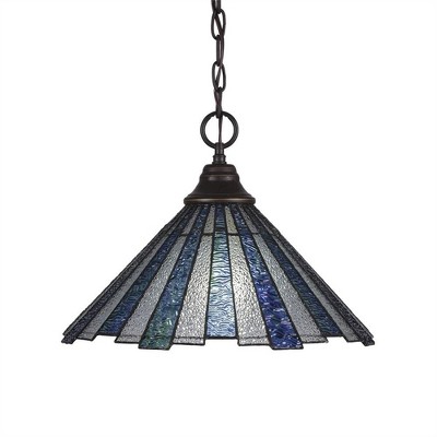 Toltec Lighting Any 1 - Light Pendant in  Dark Granite with 16" Sea Ice Art Glass Shade