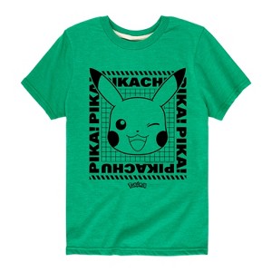 Boys' - Pokémon - Pikachu Face Wink Short Sleeve Graphic T-Shirt - 1 of 4