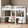 Full Size Gray Loft Bed with Built-in Desk, Cabinets, Drawers, Charging Station, and Bedside Tray for Kids or Teens - 2 of 4