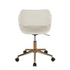 TiramisuBest Contemporary Cream Faux Leather Task Chair with Adjustable Height, Swivel, Cushioned Seats, Gold Base - 4 of 4