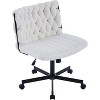 Wide Seat Office Armless Chair, Computer Task Chair for Work Meditation, Criss Cross Legged with Wheels, Desk Chair for Vanity, Home, White - 2 of 4
