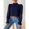 Coolmee Women's Long Frill Sleeve Stand Collar Shirts Elegant Office Workwear Blouse Business Dressy - 2 of 4
