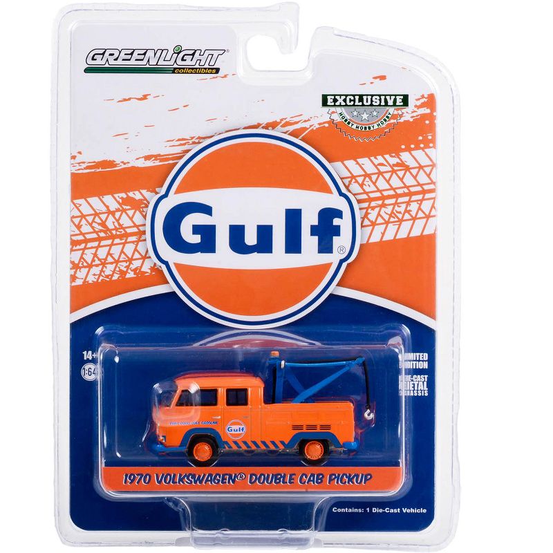 1970 Volkswagen Double Cab Pickup Tow Truck Orange "Gulf Oil - That Good Gulf Gasoline" 1/64 Diecast Model Car by Greenlight, 3 of 4