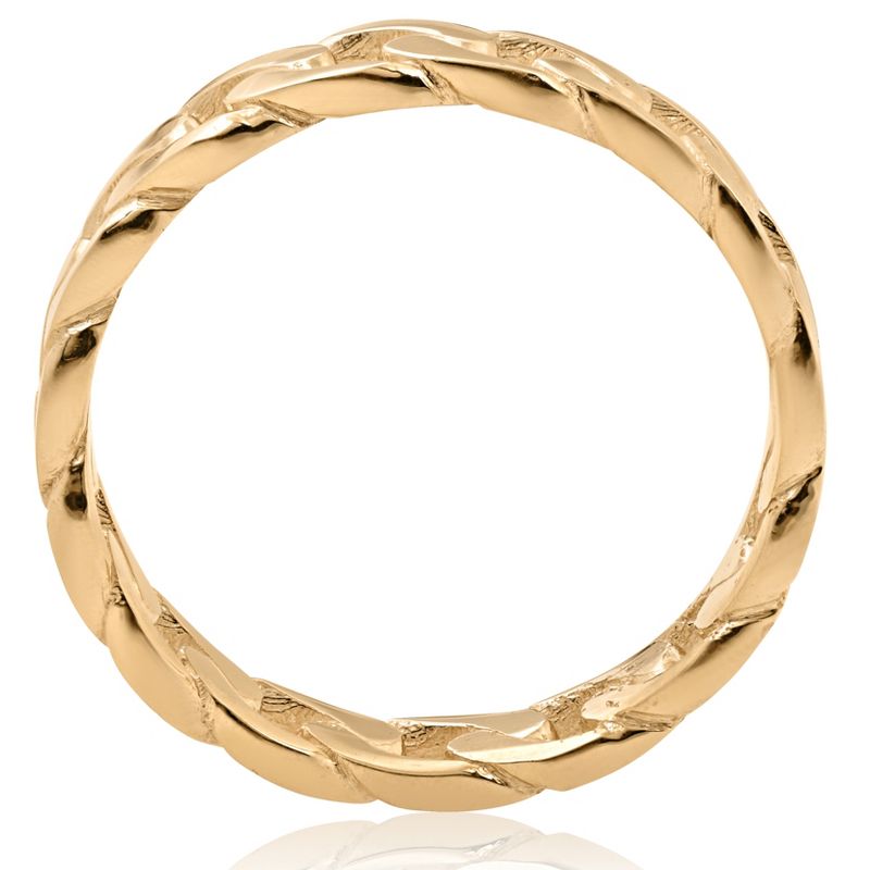 Pompeii3 Mens 14k Yellow Gold Hand Braided Curb Linked Wedding Band, 2 of 4