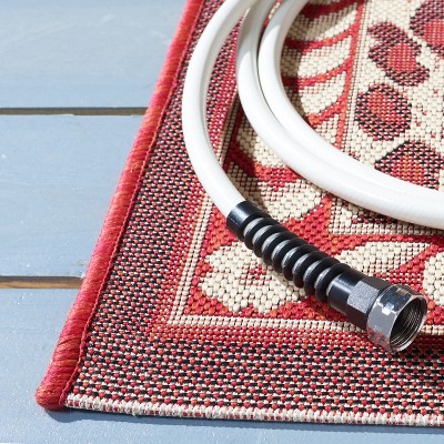 Red and Beige Leopard Print Indoor/Outdoor Area Rug