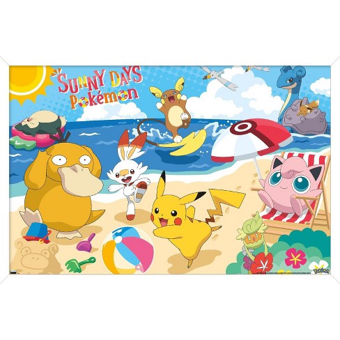 Trends International Pokémon - Pikachu, Eevee, And Its Evolutions Framed  Wall Poster Prints White Framed Version 14.725 X 22.375 : Target