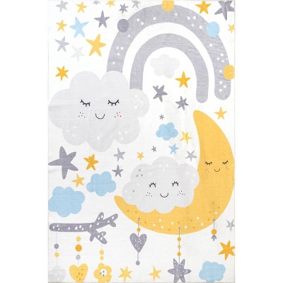 Image of Nuloom Sweet Dreams Machine Washable Kids Area Rug White Multi 8x10
