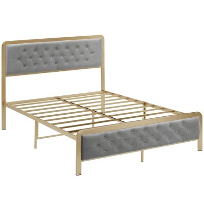 Full Size Velvet Upholstered Platform Bed Frame ¨C Button Tufted Headboard & Footboard