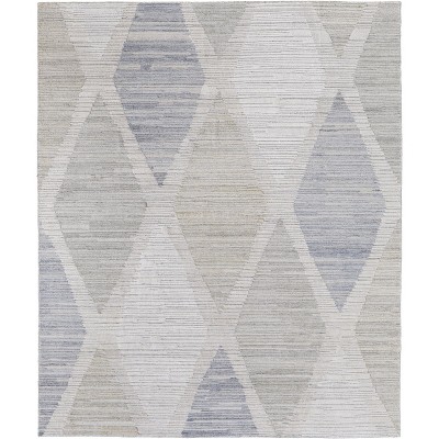 Elias Modern Diamond Ivory/Blue/Brown Area Rug
