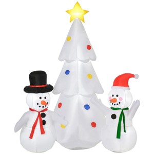 ChicFurnit Inflatable Holiday Decorations 6FT Christmas Tree and Snowmen Inflatable Decoration for Holiday Yard Display, White, 59"*33.5"*70.8" - 1 of 4