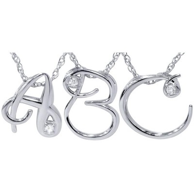 Pompeii3 Diamond Initial Pendant 10K White Gold