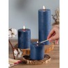 Assorted Pillar Candles Set of 3 ¨C Sizes 3", 4", 8" Unscented Dripless Large Candles, Rustic Style Long Burning for Weddings, Decor ¨C Dark Blue - 4 of 4