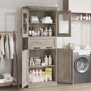 coucheta Storage Cabinet with Doors and Shelves,Tall Bathroom Cabinet with Drawer,Freestanding Floor Pantry Cabinet,for Kitchen, Living Room,Dining - 1 of 4