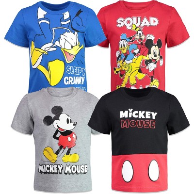 Disney Mickey Mouse Donald Duck Goofy Pluto Toddler Boys 4 Pack Graphic T-Shirt 