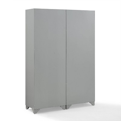 Distressed Gray 2-Piece Traditional Pantry Set with Metal Hardware