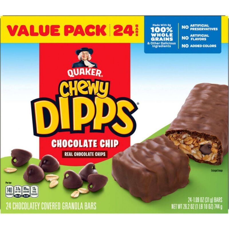 Quaker Chewy Dipps Chocolate Chip Granola Bars - 26.2oz/24ct, 3 of 7