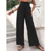 Women's High Waist Polka Dot Wide Leg Pants Elastic Smocked Waist Lounge Trousers - 4 of 4