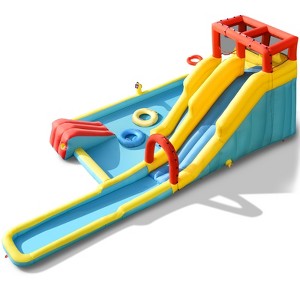 Infans 7 in 1 Inflatable Dual Slide Water Park Climbing Bouncer Without Blower - 1 of 4
