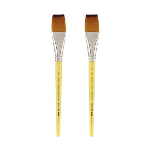 Creative Inspirations Dura-Handle Flat Long Handle Paint Brush Sets of 2 - Solid Resin Handle, Synthetic Taklon Paint Brushes, Flat Brush for Oils, - 1 of 4