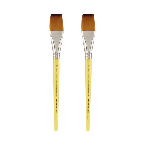 Creative Inspirations Dura-Handle Flat Long Handle Paint Brush Sets of 2 - Solid Resin Handle, Synthetic Taklon Paint Brushes, Flat Brush for Oils, - image 1 of 4