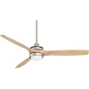 52" Casa Vieja Modern 3 Blade Indoor Ceiling Fan with Dimmable LED Light Remote Control Brushed Nickel Natural for Living Kitchen Bedroom Family Room - 1 of 4