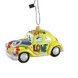 Sbk Gifts Holiday Yellow Peace Love Bug  -  1 Glass Ornament 3.00 Inches -  Ornament Retro Funky Smiley  -  Sbk221040  -  Glass  -  Yellow