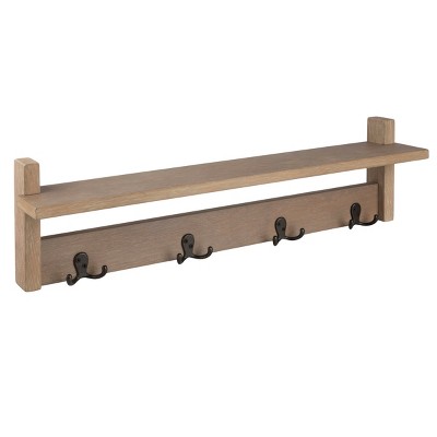 Coat Rack with Shelf Wall Mount Shelf with 4 Hooks for Entryway, Hallway