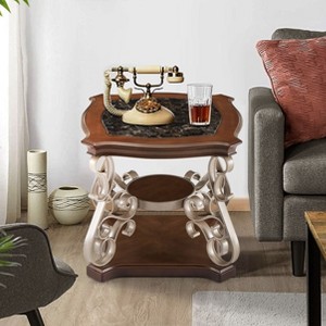 Marble Pattern Living Room Cocktail Table End table Coffee table - 1 of 4