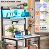 Aheaplus Kitchen Storage Rack with Power Outlet, Coffee Bar Station with LED Lights, Bakers Rack with 6 S-Shaped Hooks - 3 of 4