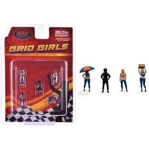 "Grid Girls" 5 piece Diecast Figure Set (4 Figures, 1 Umbrella) Ltd Ed to 3600 pieces for 1/64 Scale Models by American Diorama - 1 of 3