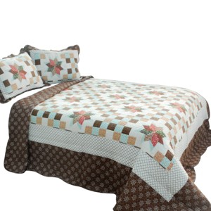 Slickblue Full/Queen Cotton 3PC Quilt Set, Vermicelli Quilted, 7 Design Options, Reversible, Includes 2 Shams - 1 of 4