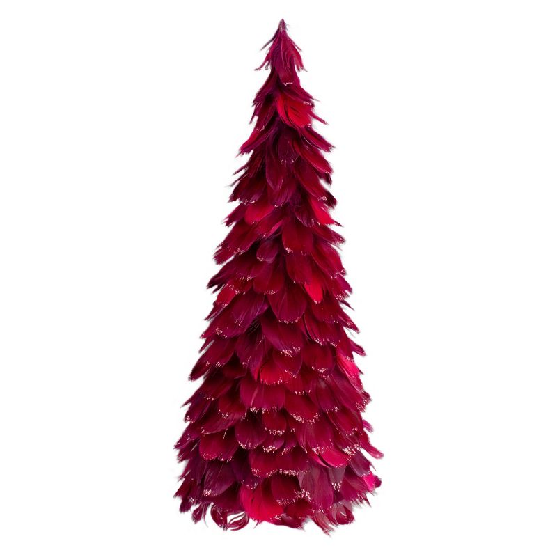 Northlight 18-Inch Plum Feather Cone Table Top Christmas Tree with Glitter, 1 of 6