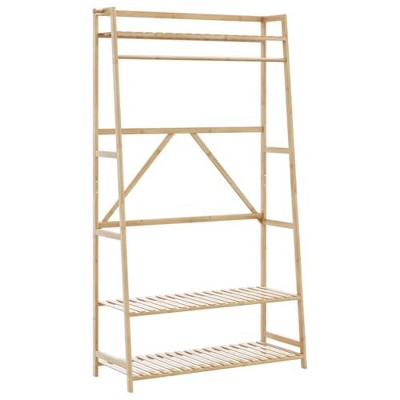 vidaXL Coat Rack with Shelves 110 x 40 x 180 cm in Bamboo, Coat Rack with Shelf, Coat Rack with Shelf, Coat Rack with Shelf