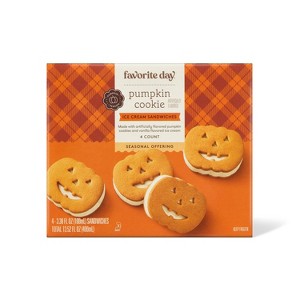 Pumpkin Jack o' Lantern Ice Cream Sandwiches - 13.52oz/4ct - Favorite Day™ - 1 of 4