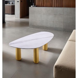 Sapphtopaz Irregular Coffee Table with Sintered Stone Top Unique Home Decor Coffee Tables with Gold Stainless Steel Legs for Living Room - 1 of 4