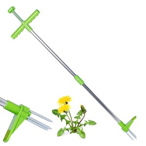 LakeForest"Stand-Up Weed Puller with Foot Pedal, 38.98in Aluminum Handle & 3 Claws for Root Removal"Silver - 1 of 4
