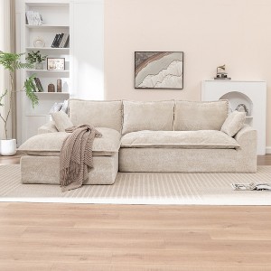 VASIP Chenille Modular Cloud Sectional Sofa ,103"L-Shaped Chaise, Boneless Modern Design, No Assembly Required for Living Room,Beige - 1 of 4