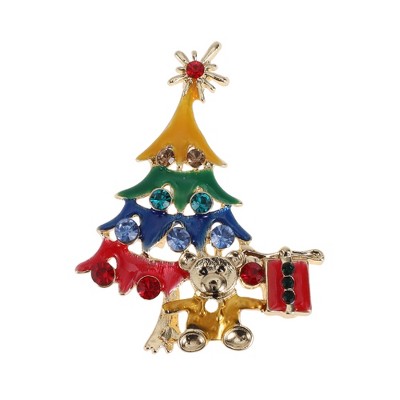 Unique Bargains Christmas Brooches YNCP8037 Alloy Dripping Wax Multicolor 1.65"x2.09" 1 Pc