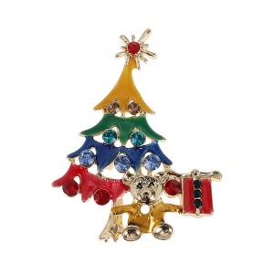 Unique Bargains Christmas Brooches YNCP8037 Alloy Dripping Wax Multicolor 1.65"x2.09" 1 Pc - 1 of 4