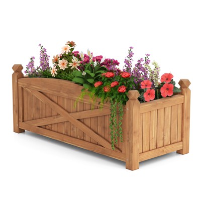 Tangkula Wooden Raised Garden Bed Elevated Outdoor Planter Box w/ Drainage Holes for Patio
