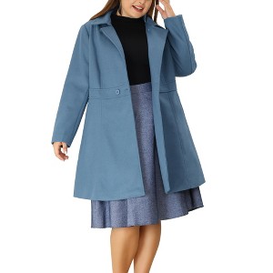 Agnes Orinda Women's Plus Size Notched Lapel Single Breasted Back Split Winter Long Pea Coats - 1 of 4