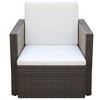 vidaXL Patio Chair with Cushions and Pillows Poly Rattan Brown - 2 of 4