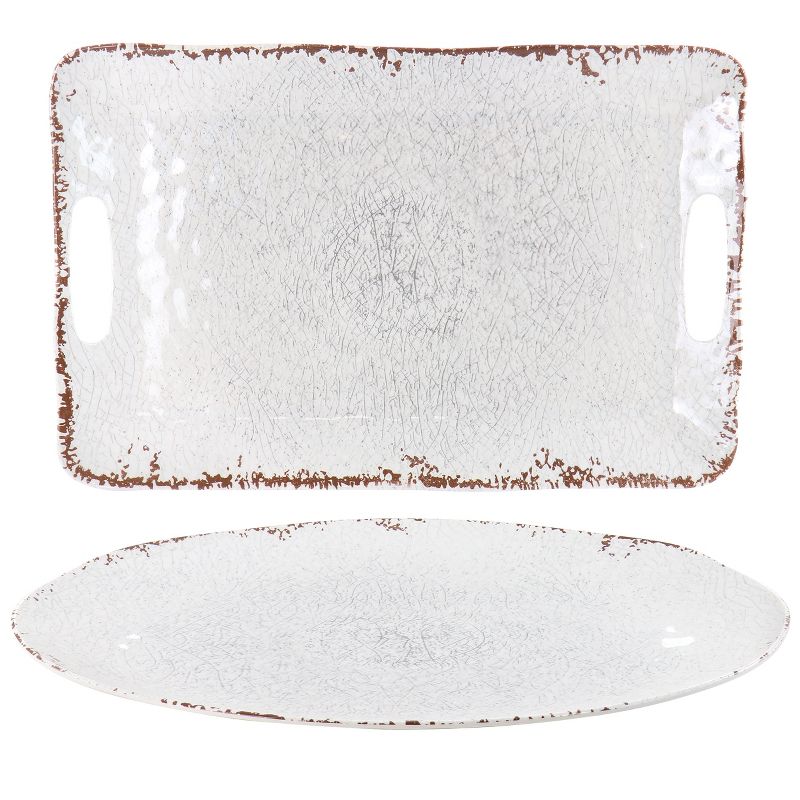 Laurie Gates Mauna 2 Piece Melamine Serving Tray Set in White, 1 of 8
