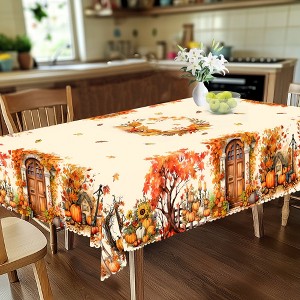 LOVEVOOK Fall Tablecloth, Pumpkin Tablecloth, Thanksgiving Table Cover for Party Dining Picnic Table Decorations - 1 of 4