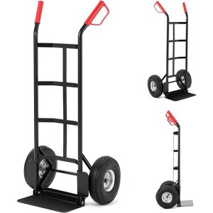 Folding Trolley, Portable Utility Cart with 6 Wheels/Extension Base/Elastic Cord, 500lbs, Ideal for Moving/Shopping/Travelling/Home Use, Black - 1 of 4