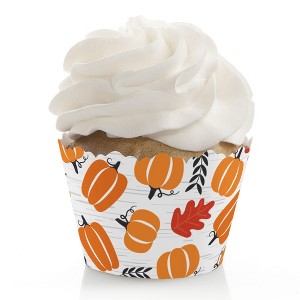 Big Dot of Happiness Fall Pumpkin - Halloween or Thanksgiving Party Decorations - Party Cupcake Wrappers - Set of 12 - 1 of 4
